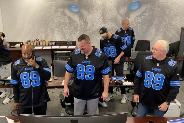 Set The Tone: The Entire Lions War Room Wearing Dan Campbell Jerseys Is How You Guarantee Drafting A Football Guy And Future Star