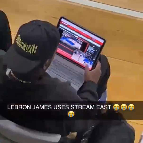 Billionaire LeBron James Caught on Sidelines of a Basketball Game Using Illegal Stream to Watch Conference Finals