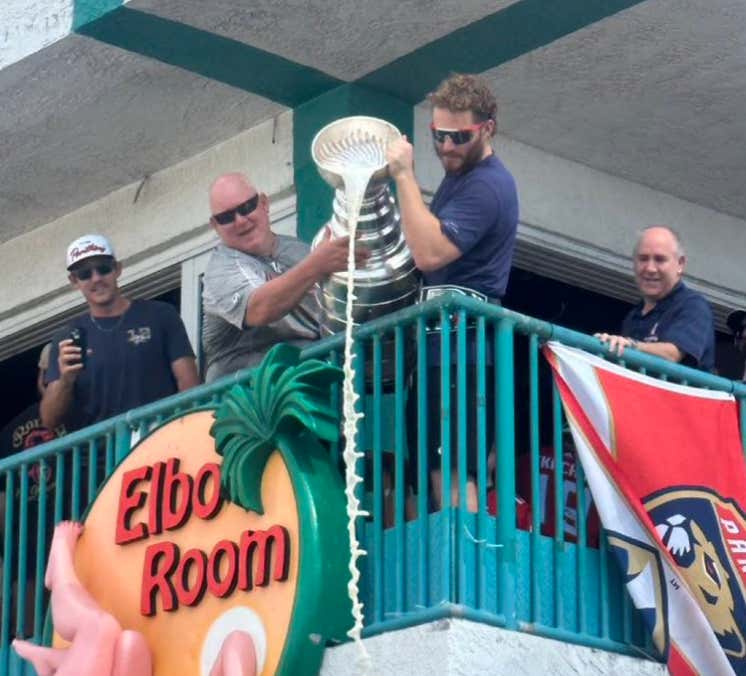 There Can't Be A Better Tasting Beer Than One Poured Out Of The Stanley Cup From The Balcony At Elbo Room By Matthew Tkachuk