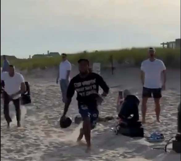 Tom Brady Gets Picked Off By Damar Hamlin Before Rubin's White Party