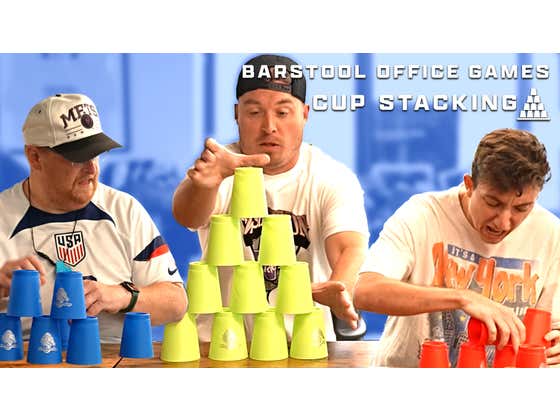 Employees Compete in Intense Cup Stacking Competition - Barstool Office ...