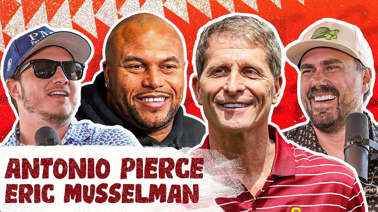 FULL VIDEO EPISODE: Raiders HC Antonio Pierce, The Jaguars Kid Who Got His Head Stuck In A Statue, Hard Knocks, Mt Rushmore of Tough Thing + Grit Questions With USC HC Eric Musselman