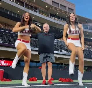 Texas Tech HC Joey McGuire Will Not Be Shamed Out of Dancing With His School's Cheerleaders Like the Icon He Is