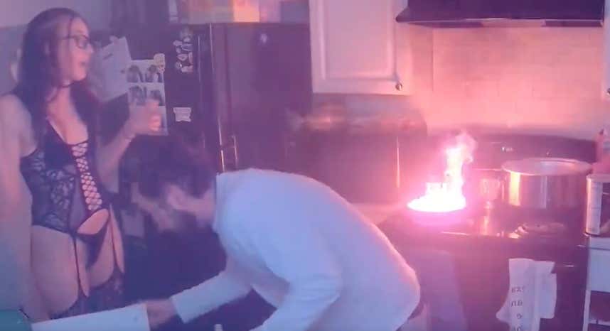 Natural Selection: Livestreamer Cooking In Lingerie Almost Sets Her Entire House On Fire