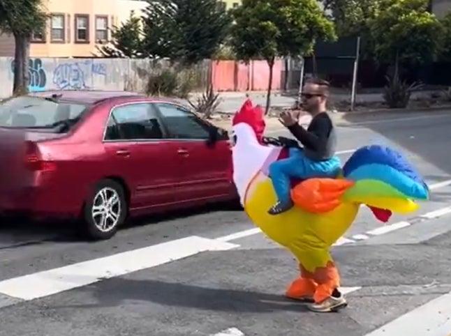 San Francisco Police Are Fighting Crime By Dressing up in Inflatable Chicken Costumes to Catch Drivers Speeding Through Crosswalks