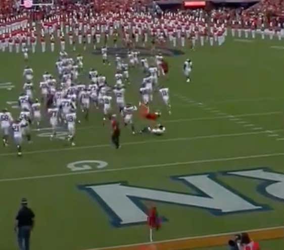 An Auburn Cheerleader Was Backflipping Into Oklahoma Running Onto the Field and Absolutely CLOCKED a Player in Full Pads