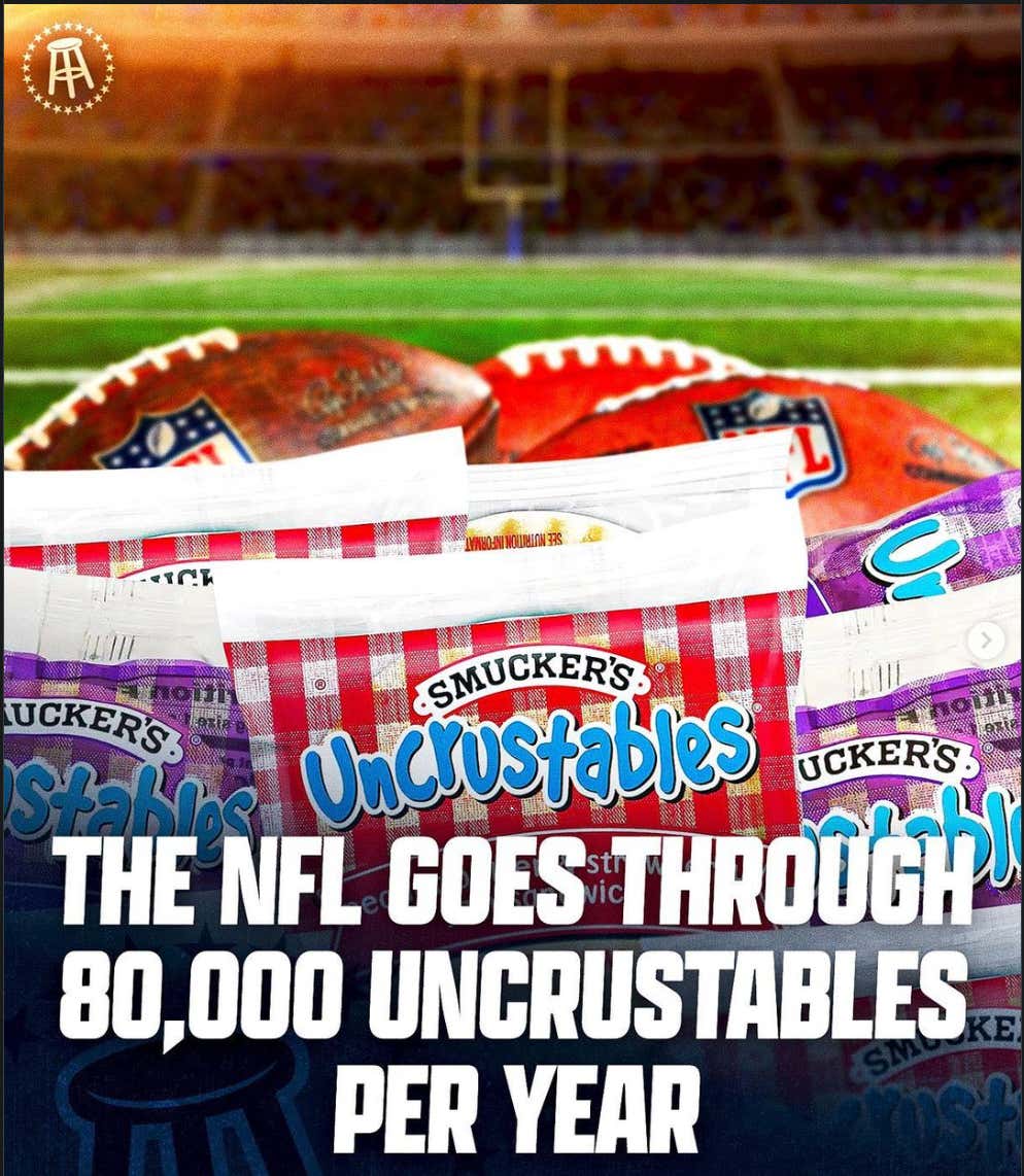 I Am Alarmed At The Number Of People Taking The Amount Of Uncrustables The NFL Consumes A Year At Face Value