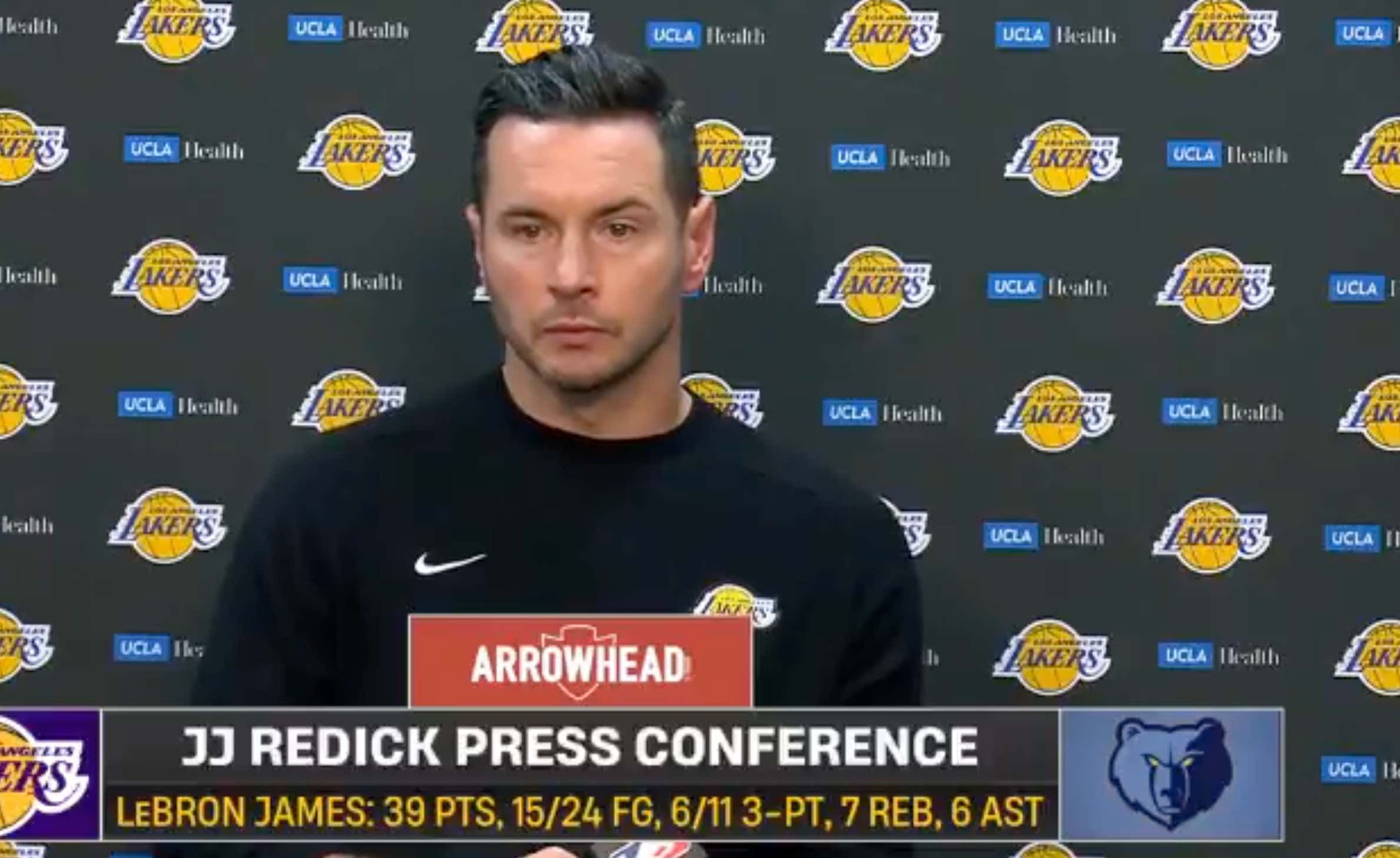 JJ Redick Stormed Out Of The Lakers Postgame Last Night After Another Double Digit Loss And Benched D'Angelo Russell For "Level Of Compete" And "Attention To Detail"