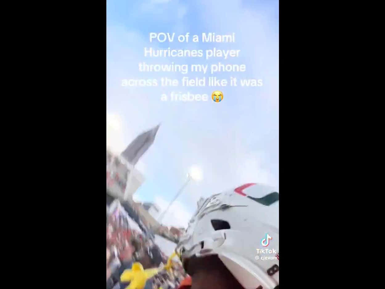 A Miami Player Took a Georgia Tech Fan's Phone and Threw It Clear Across Bobby Dodd Stadium After the Canes' Loss