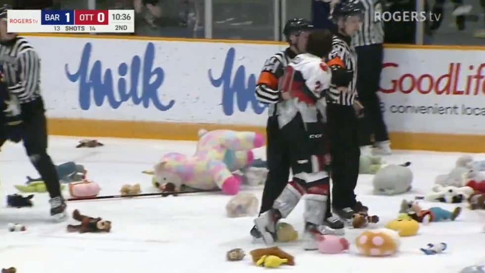 The Most Wonderful Time of the Year: Hockey Fight Breaks Out As Teddy Bears Rain Down From The Stands