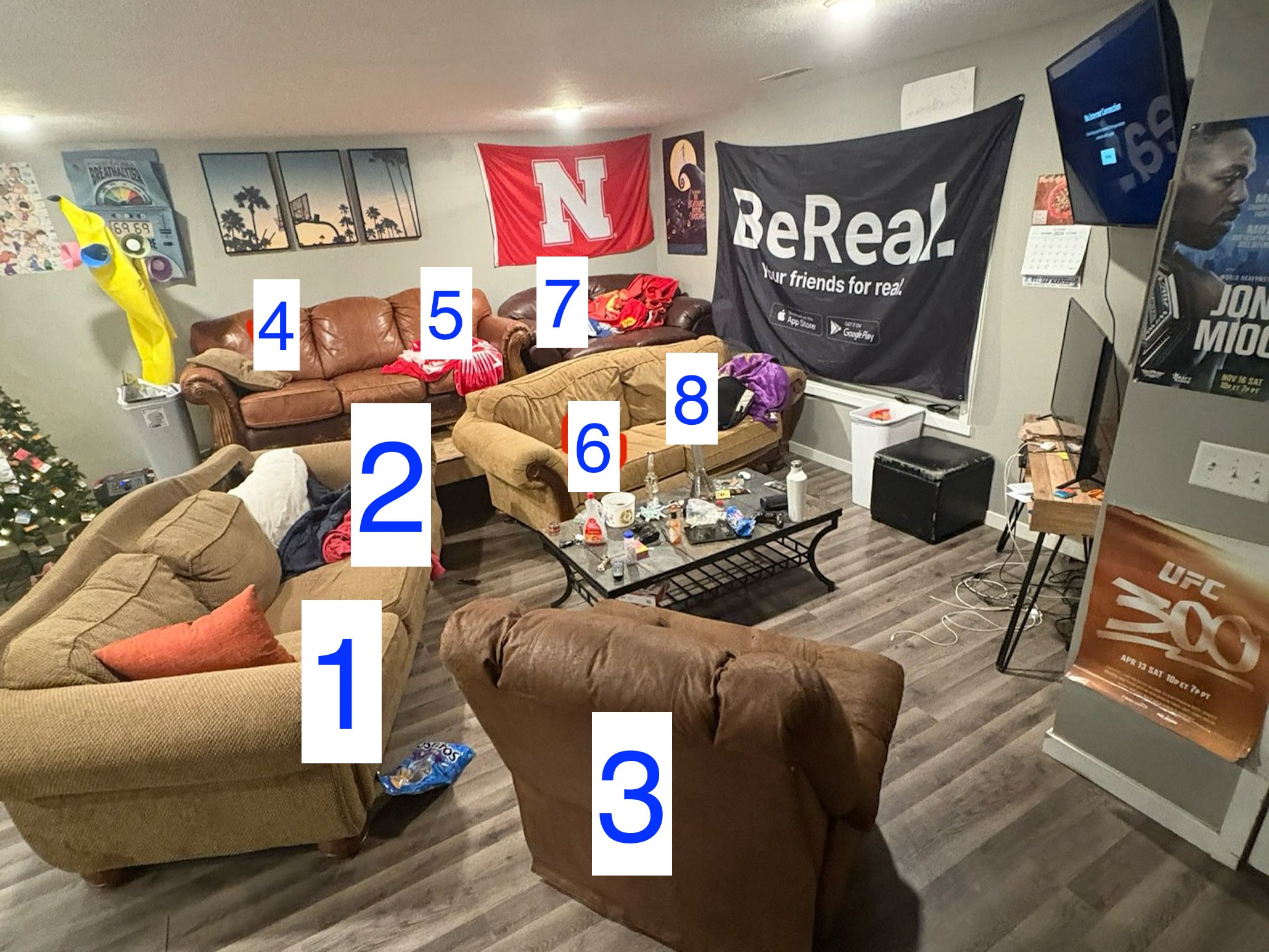 DEBATE: Power Ranking The Most Desirable Seats In This College Living Room