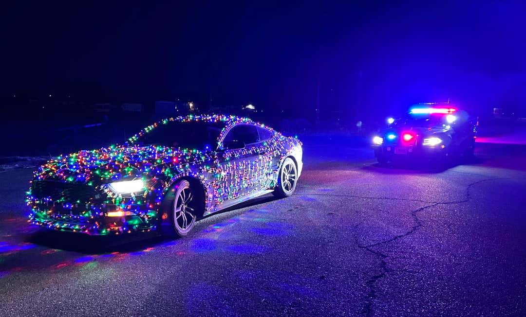 Man Gets Pulled Over For Covering His Car In Christmas Lights And Maybe There Is Such A Thing As Too Much Christmas Spirit