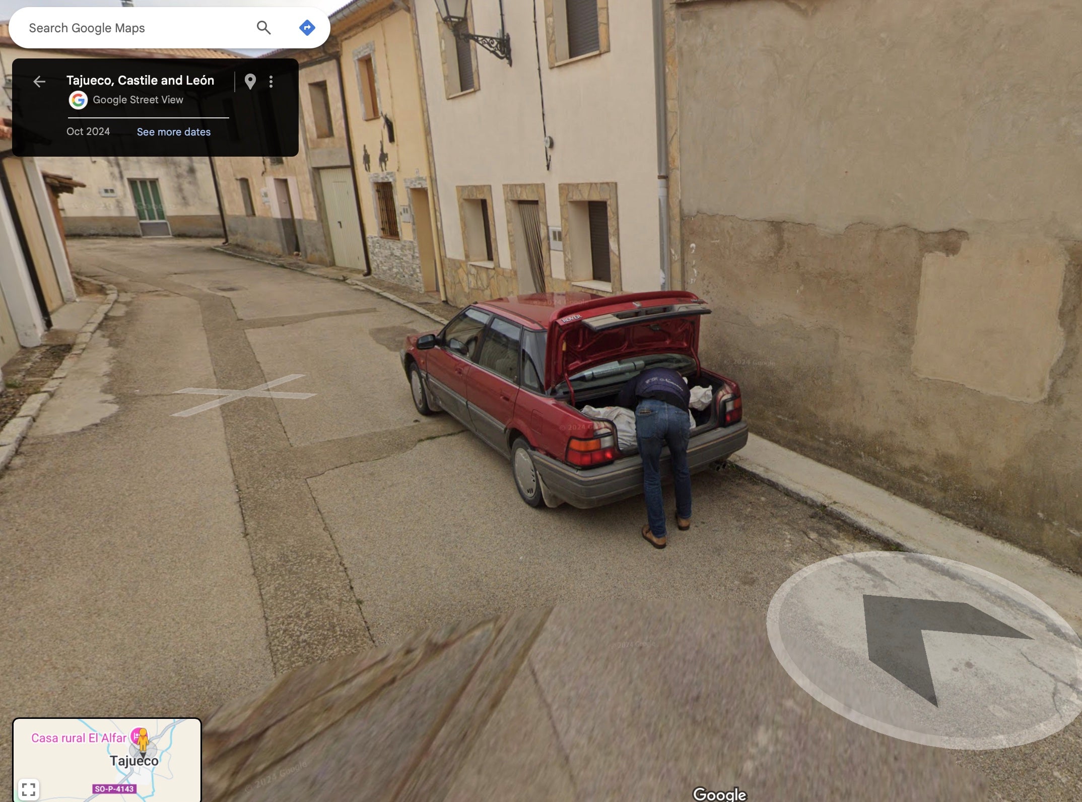Spanish Criminal, 'The Wolf of Tajueco' Was Caught By Google Maps Car Wheelbarrowing a Dead Body Down The Street and Stuffing it Into His Trunk