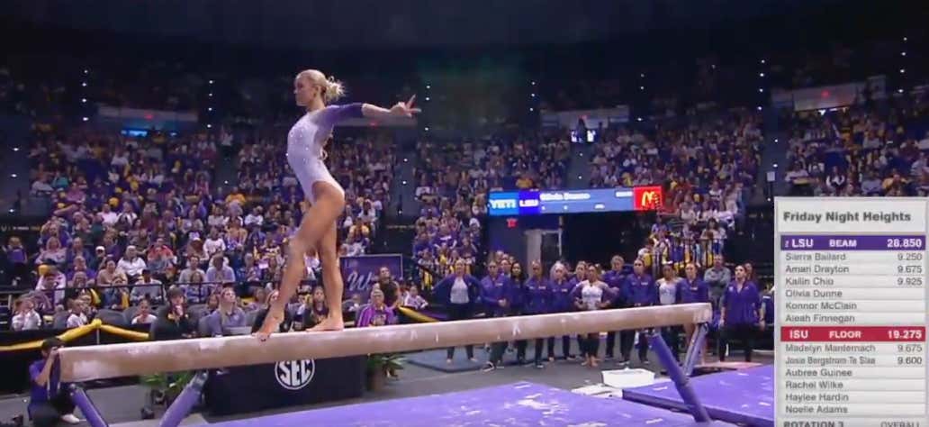 Livvy Dunne Attempted The Beam For The First Time In Her Storied LSU Career And It Went As Well As You'd Expect