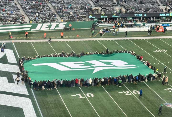 The New York Jets Having Their Banner Upside Down Before The Last Game Of Another Lost Season Is So Perfectly Jets