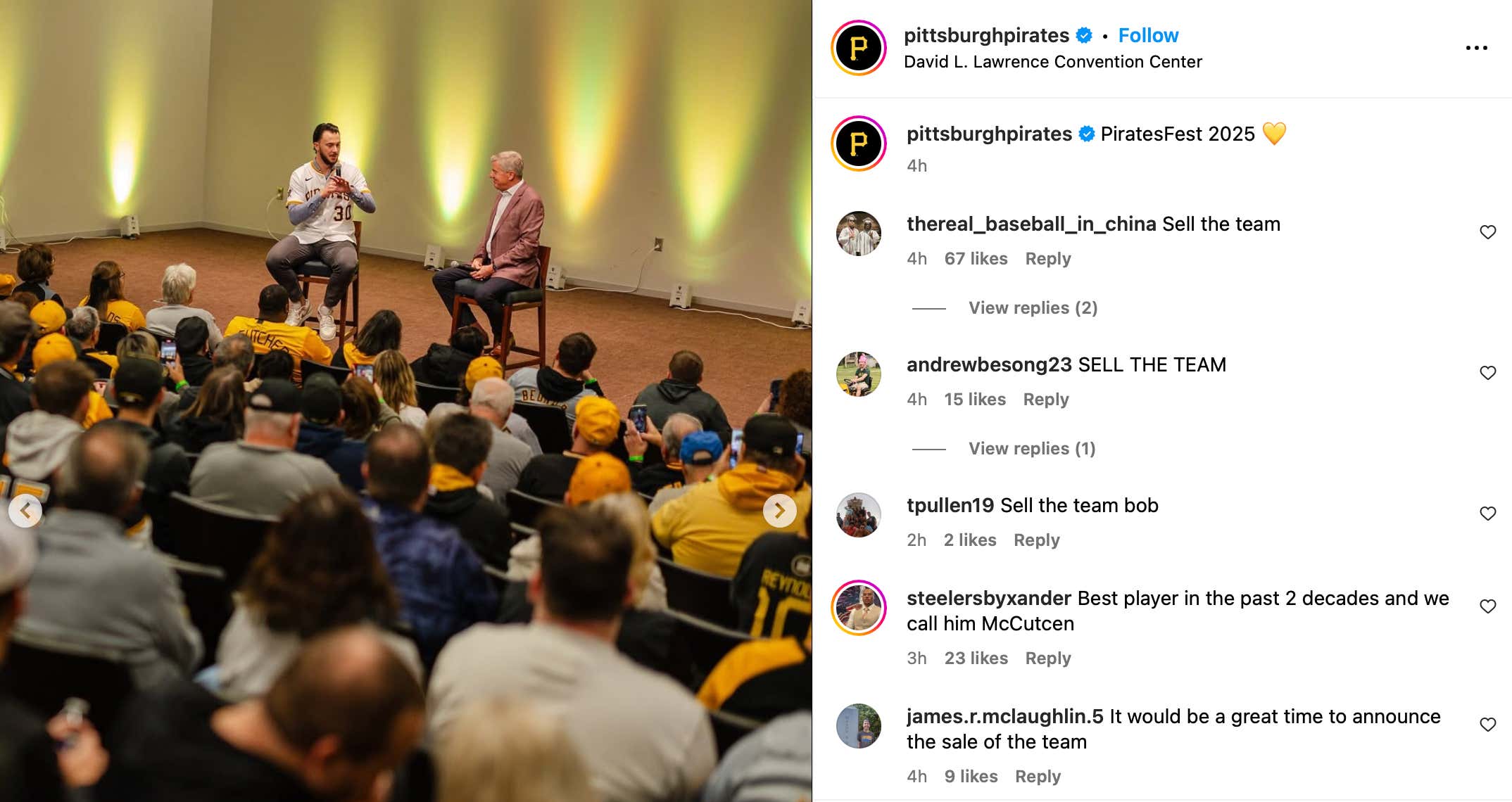 The Pirates Held Their Fan Fest On Saturday And It Sounds Like It Was A Disaster With "Sell The Team" Chants, Expired Sodas Being Sold, Misspelled Player's Names And Fans Already Freaking Out About Losing Paul Skenes