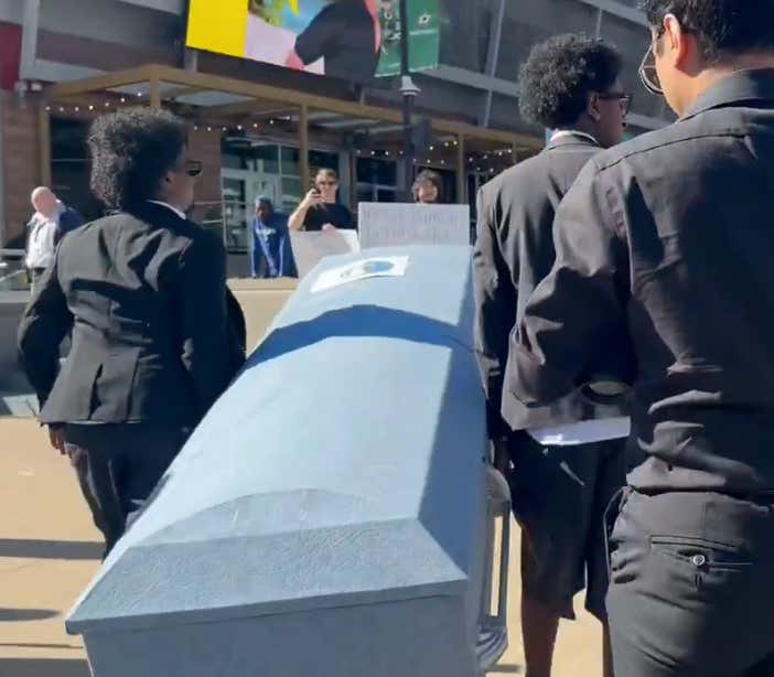 Mavs Fans Have Begun To Mourn The Loss Of Luka Doncic By Bringing A Casket To American Airlines Center In Order To Pay Their Respects