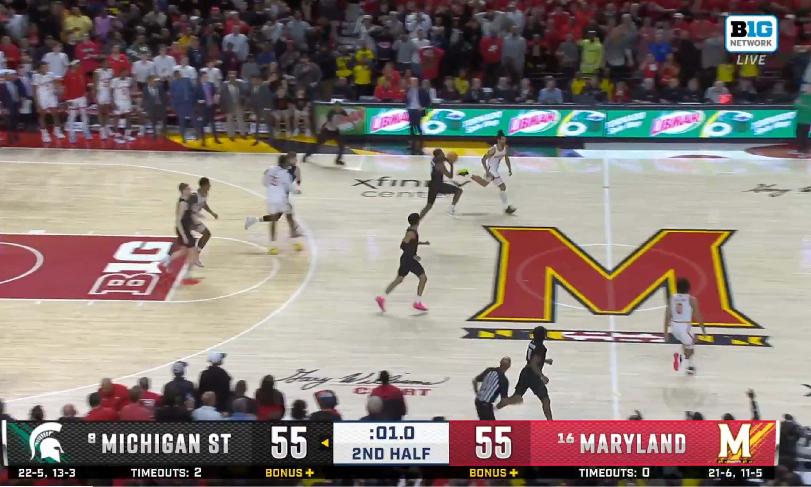 Michigan State’s Tre Holloman Just Ripped The Hearts Out Of Maryland With a Game Winning Buzzer Beater From Beyond Half Court