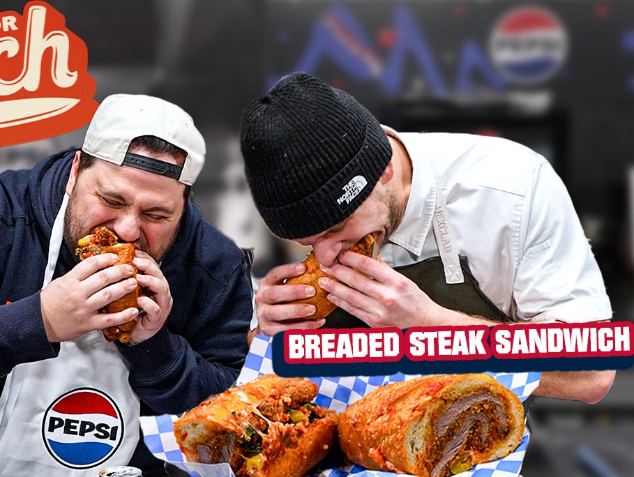 Frying Up A Legendary Breaded Steak Sandwich | What's For Lunch Presented By Pepsi
