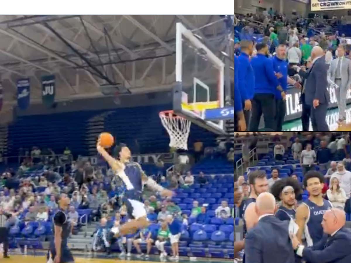 Ultimate Loser Move - FGCU Coach Pat Chambers Got Into It During The Handshake Line With Queens Player Who Tried Dunking At The Buzzer