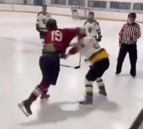 "Let's Go Get A Beer" Is The Perfect Way To Follow Up A Great Fight In Senior Whale Shit Hockey