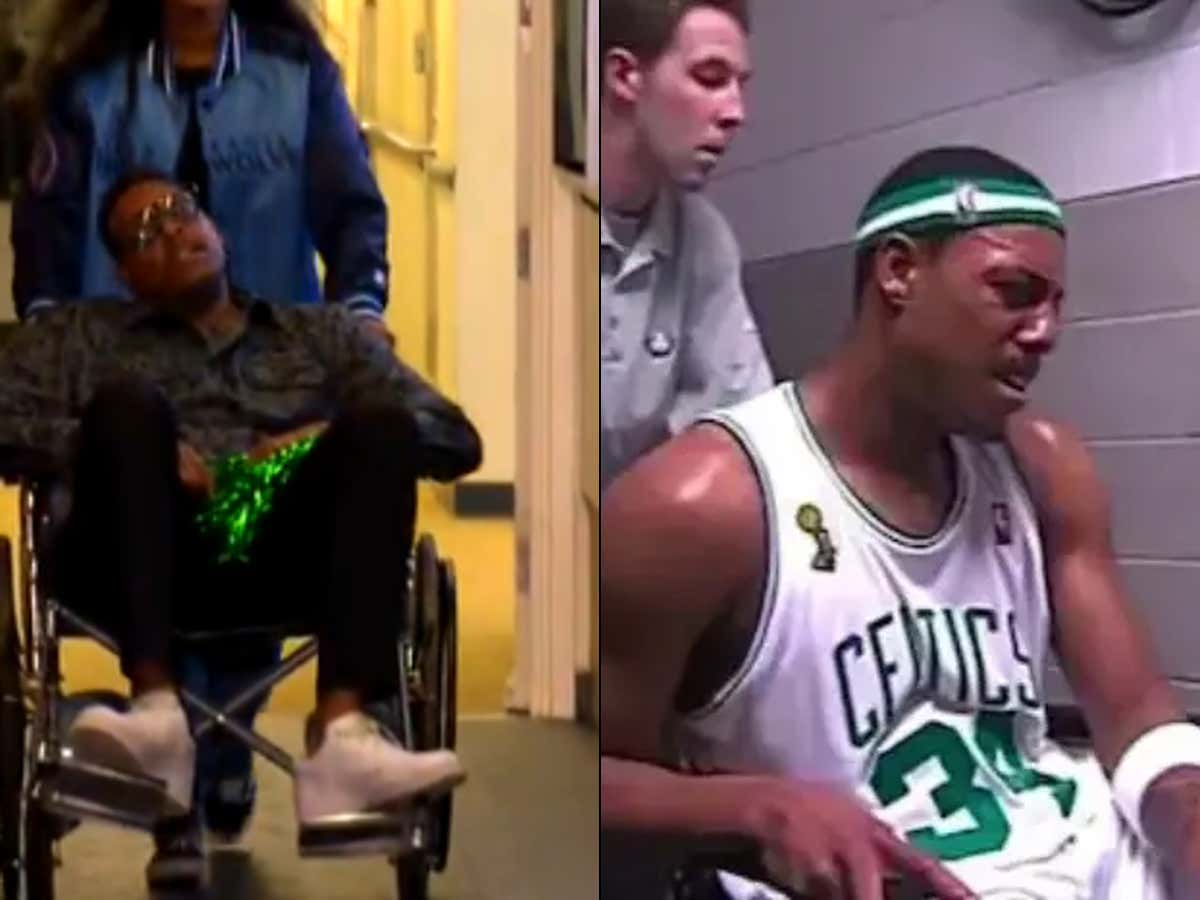 Paul Pierce Arriving To The Studio In A Wheelchair Like It Was 2008 Is Exactly Why He's One Of The Greatest To Ever Do It