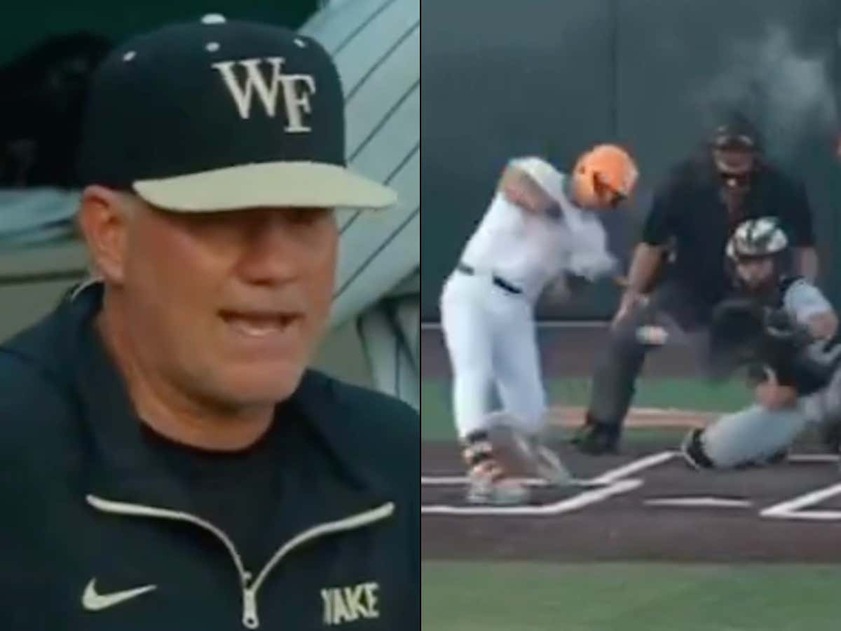 Wake Forest's Baseball Coach Was Caught on Camera Calling Tennessee's Andrew Fischer a Word You Definitely Can't Say Immediately Before Fischer Launched a Ball to Saturn