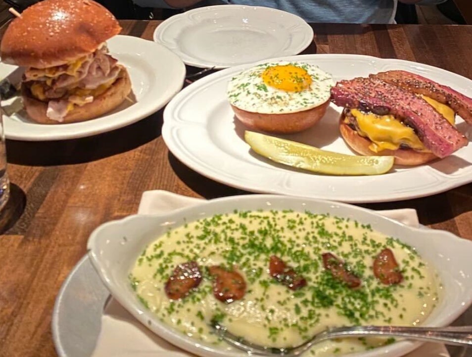 Watch: Large Reviews An Egg Dripped Burger + Fried Thick Cut Bologna Sandwich + Beef Cheek Marmalade Bone Marrow From Au Cheval
