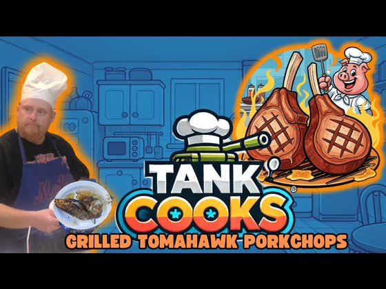 Tank Cooks Grilled Tomahawk Pork Chops