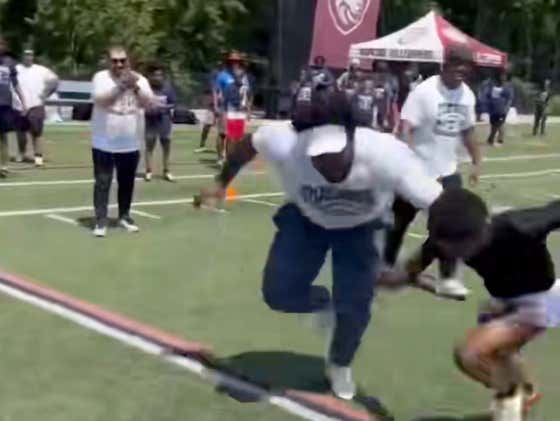 Cowboys Fans Should Be Terrified After Video Of 1st Round Pick Tyler Booker Nearly Losing A Drill To A Camper