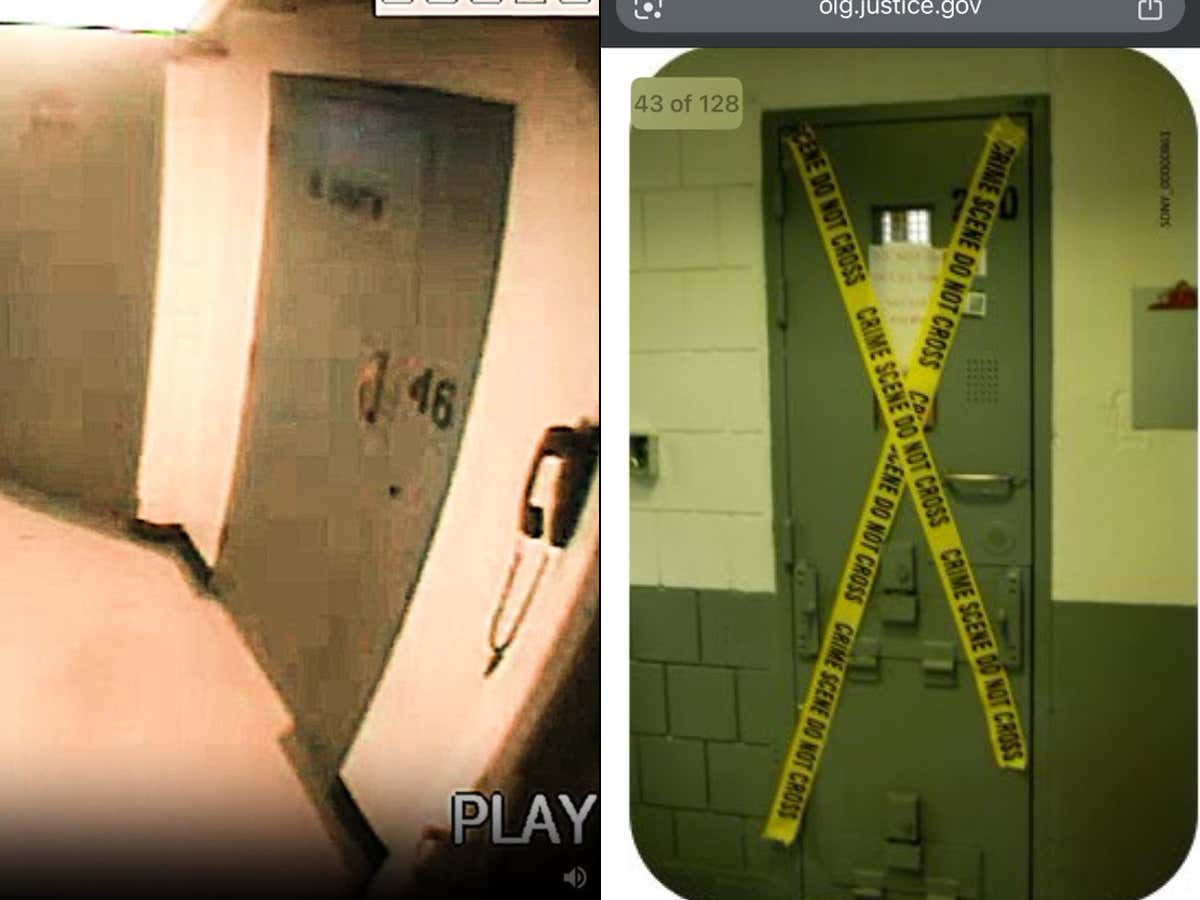 If This Isn't The Same Prison Door To Jeffrey Epstein's Jail Cell That The DOJ Released Pictures of Shortly After Epstein Allegedly Hanged Himself, Then Why Were We Presented This Video As Proof He Acted Alone? Why Is There A Solid Minute Edited Out Of It? And Other Burning Questions I Have Now That The Epstein Case Is Closed.