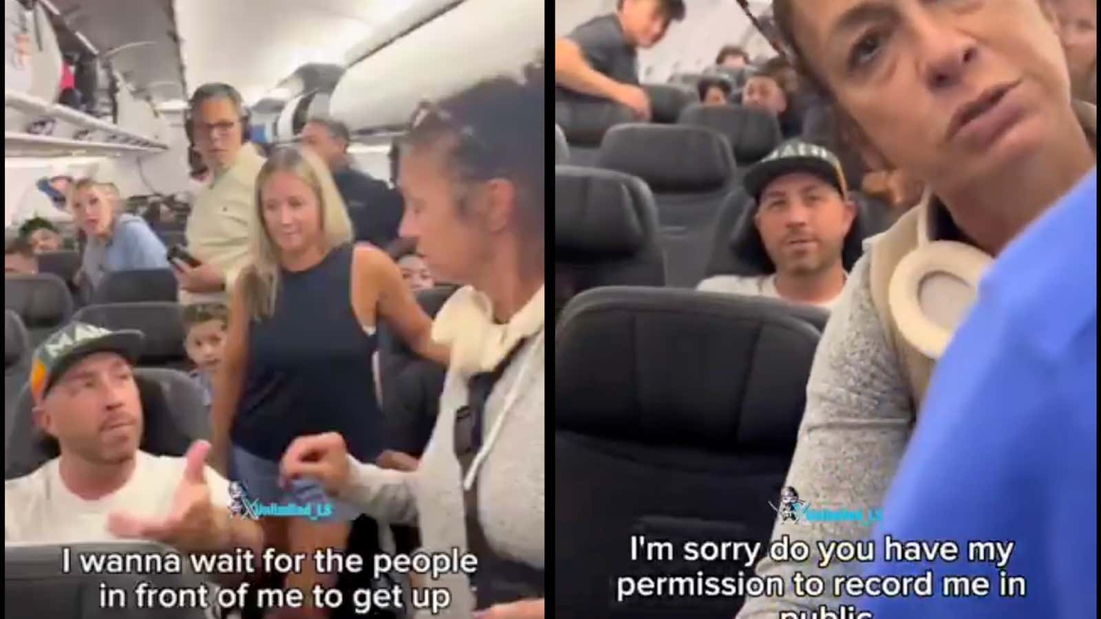 People Are Starting To Take Back The Skies! An Argument Broke Out Aboard A Plane Because A Woman Tried To Cut The Line To Get Off Before It Was Her Turn