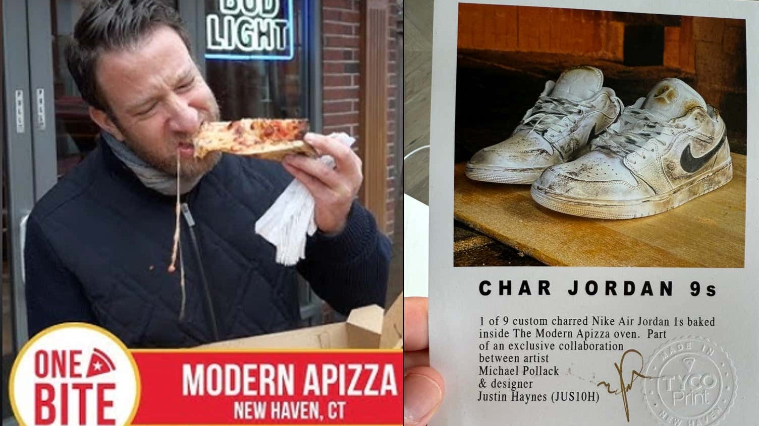 Dave Portnoy Got Gifted WILD Jordan Sneakers In New Haven "1 Of 9 Pairs Cooked & Charred Inside The Oven At Modern Apizza"
