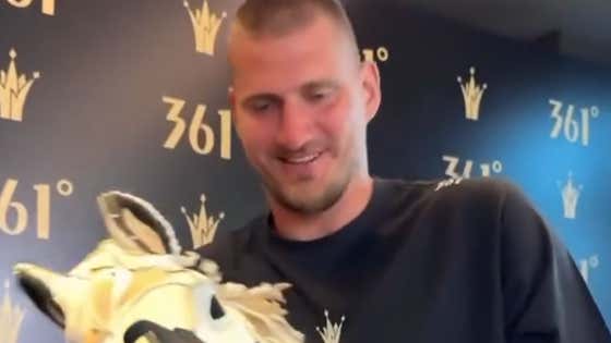 Nikola Jokic Could Barely Contain His Excitement After Being Gifted A Horse Head Made Out Of His Shoes