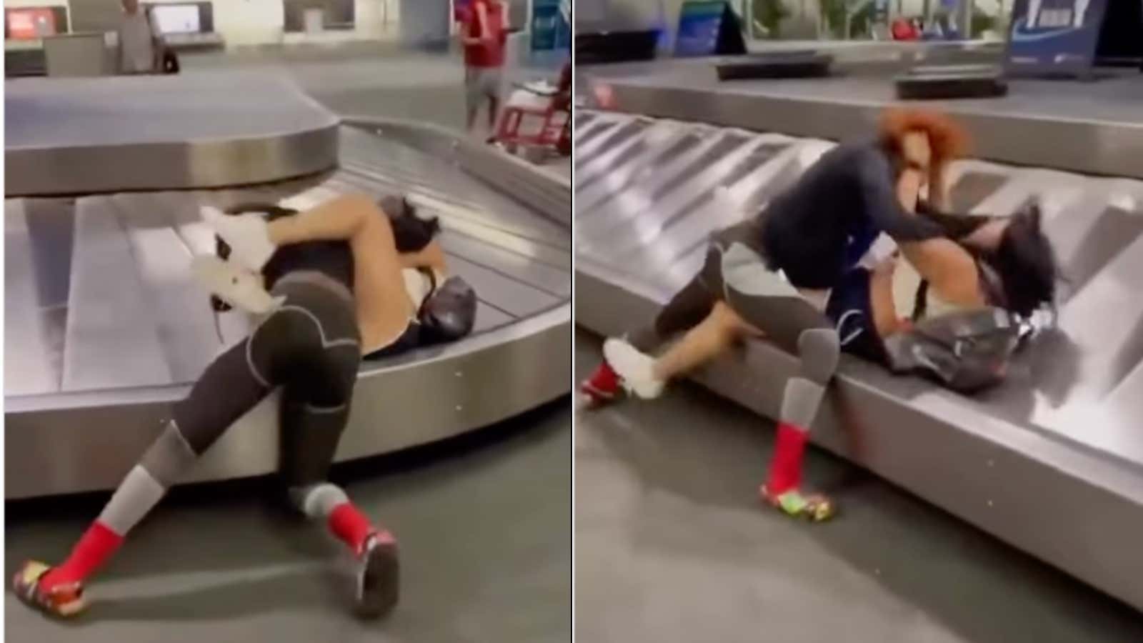 We Had A Real Slobberknocker At The O'Hare Baggage Claim And It's Tough To Tell Who Won