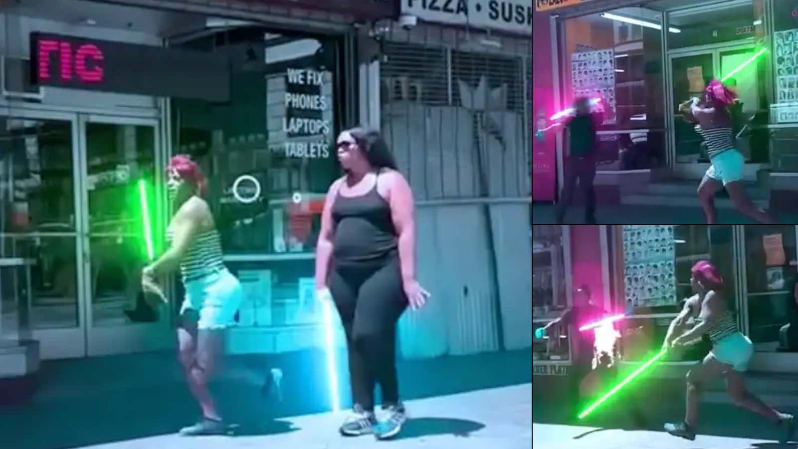 Watch: Sidewalk BRAWL With Broomsticks Gets Star Wars Lightsabers Added To It. Oh Thank The Maker!