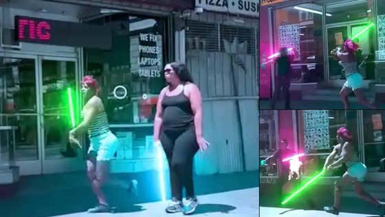 Watch: Sidewalk BRAWL With Broomsticks Gets Star Wars Lightsabers Added To It. Oh Thank The Maker!