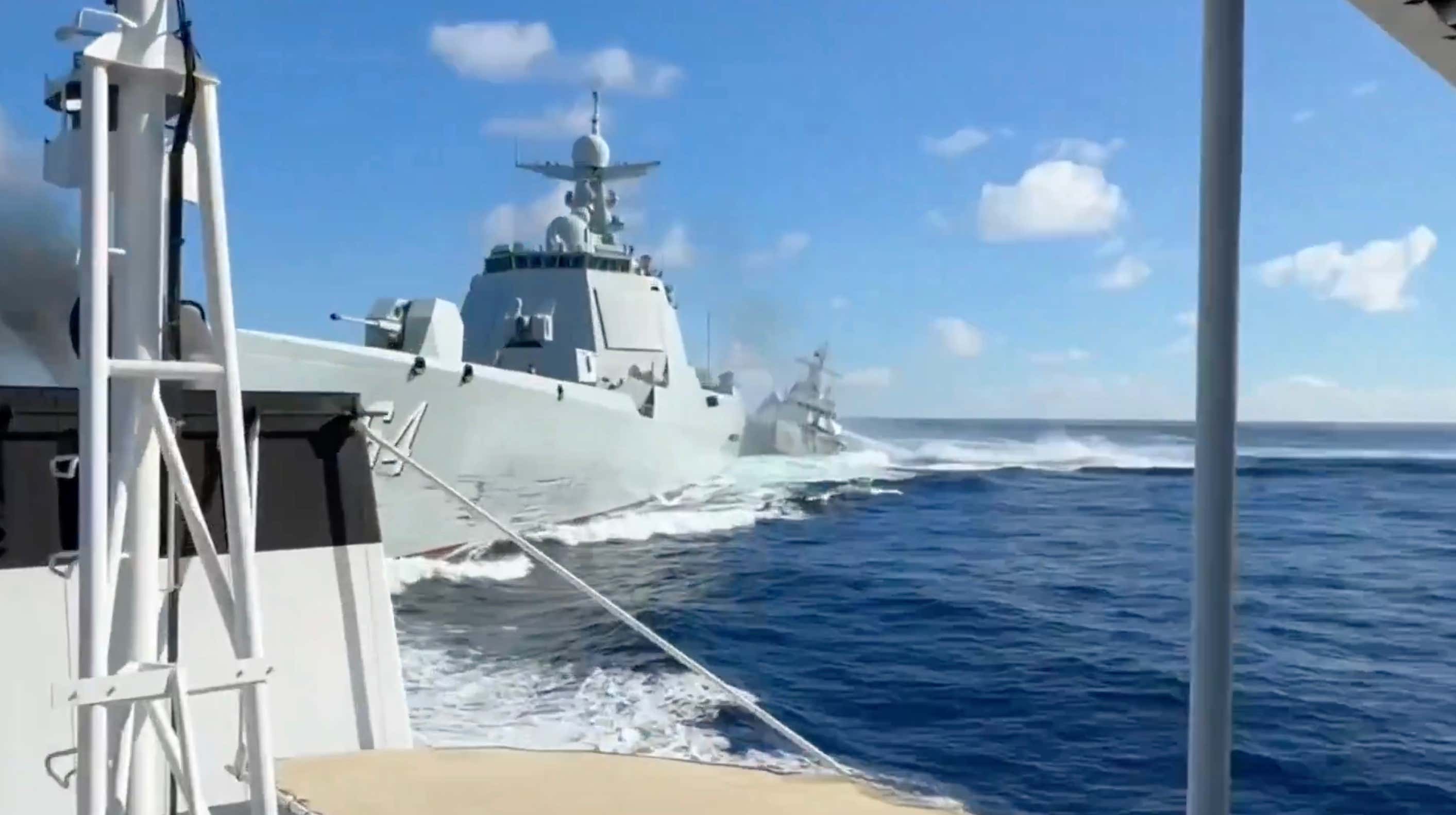 Ship Crash Video - Chinese Coast Guard Crashes Into Chinese Navy Destroyer While Attempting to Chase Filipino Ship Out of Disputed Waters