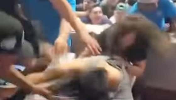 An All-Time Fan Brawl Broke Out In The Stands At The Mann Cup Finals In Canada, Including One Poor Fella Taking A Horn To The Face
