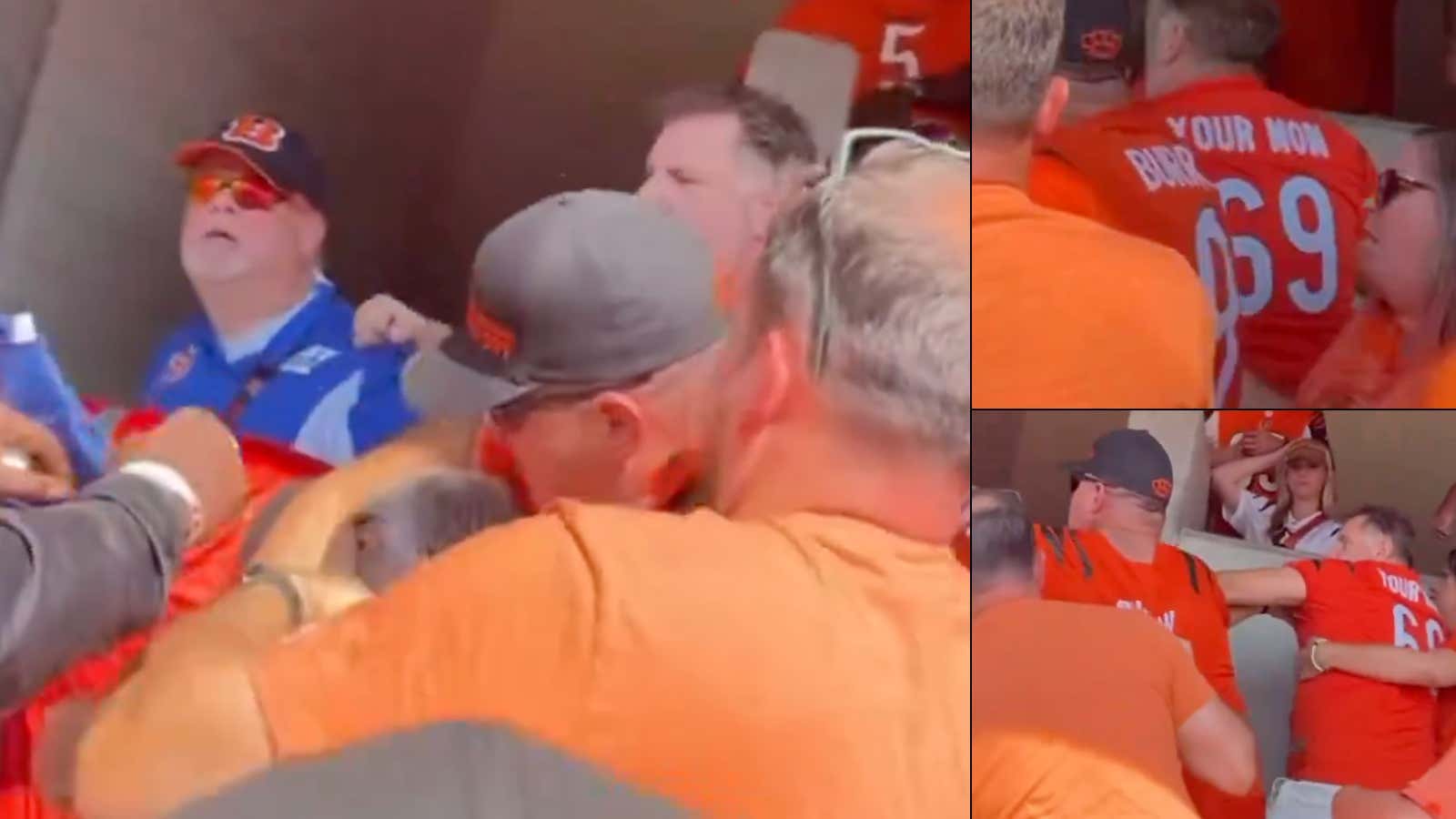 Headlocks, Punches And, Of Course, A Guy In A 'Your Mom #69' Jersey - Bengals Fans Started Brawling In The Stands After Joe Burrow Got Hurt
