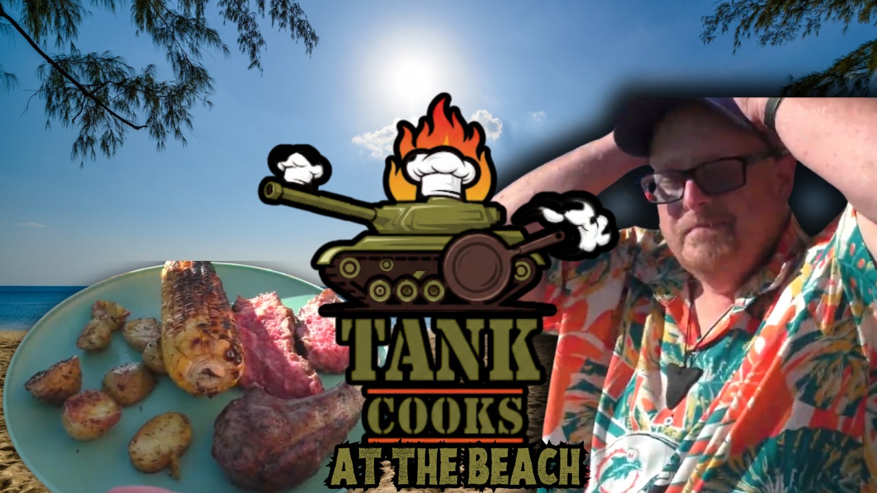 Tank Cooks at the Beach (Tomahawk Steak)