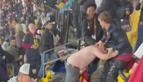Tough Look For These Commanders Fans Attempting To Fight That Even The Usher Was Laughing At Them