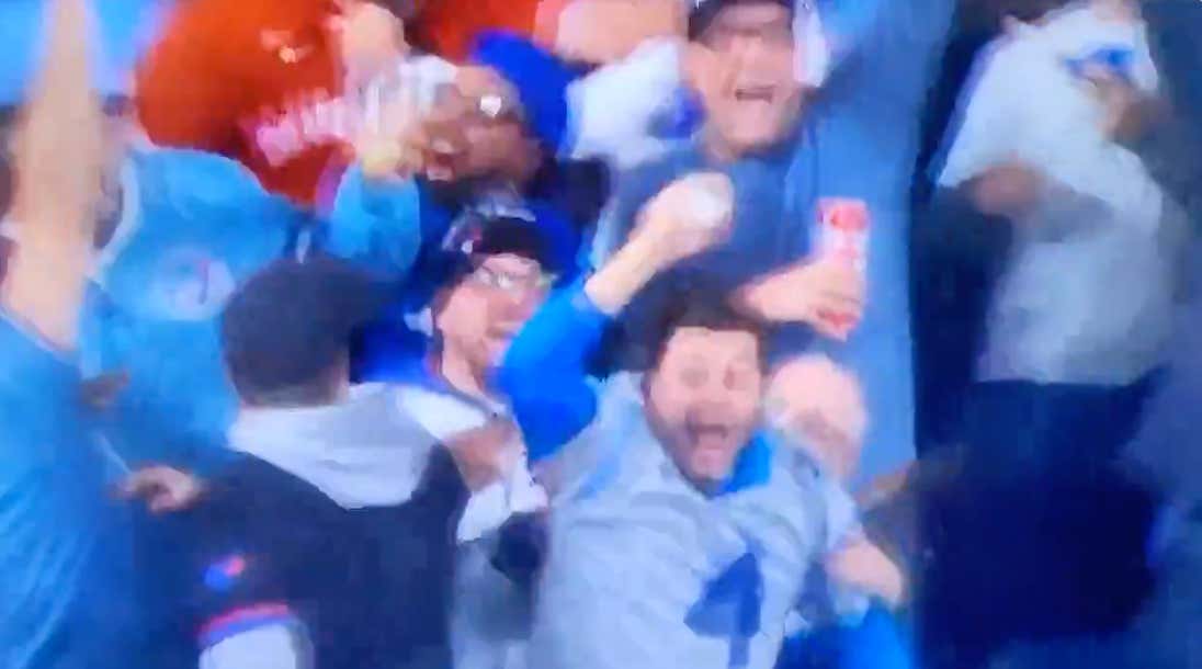 Right Place At The Right Time - Watch This Blue Jays Fan Wearing A George Springer Jersey Go NUTS As He Catches Springer's Massive 3-Run Go Ahead Homer