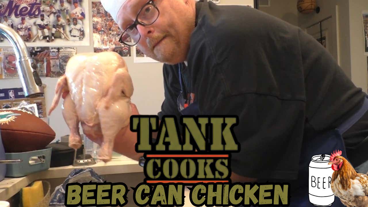 Tank Cooks Beer Can Chicken
