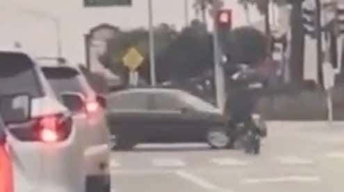 Man Runs A Red Light On His Dirt Bike, T-Bones Car, Bursts Into Flames... So Much Flames... More Flames Than I Thought Were Possible