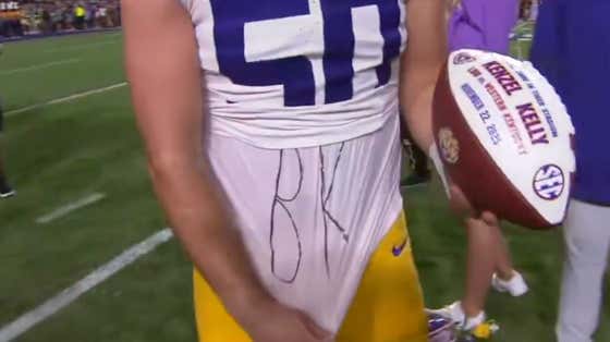 Brian Kelly's Son Kenzel Showed Up To LSU Senior Night Wearing A "BK" Undershirt And Yelled "Free My Boy BK" To The Cameras
