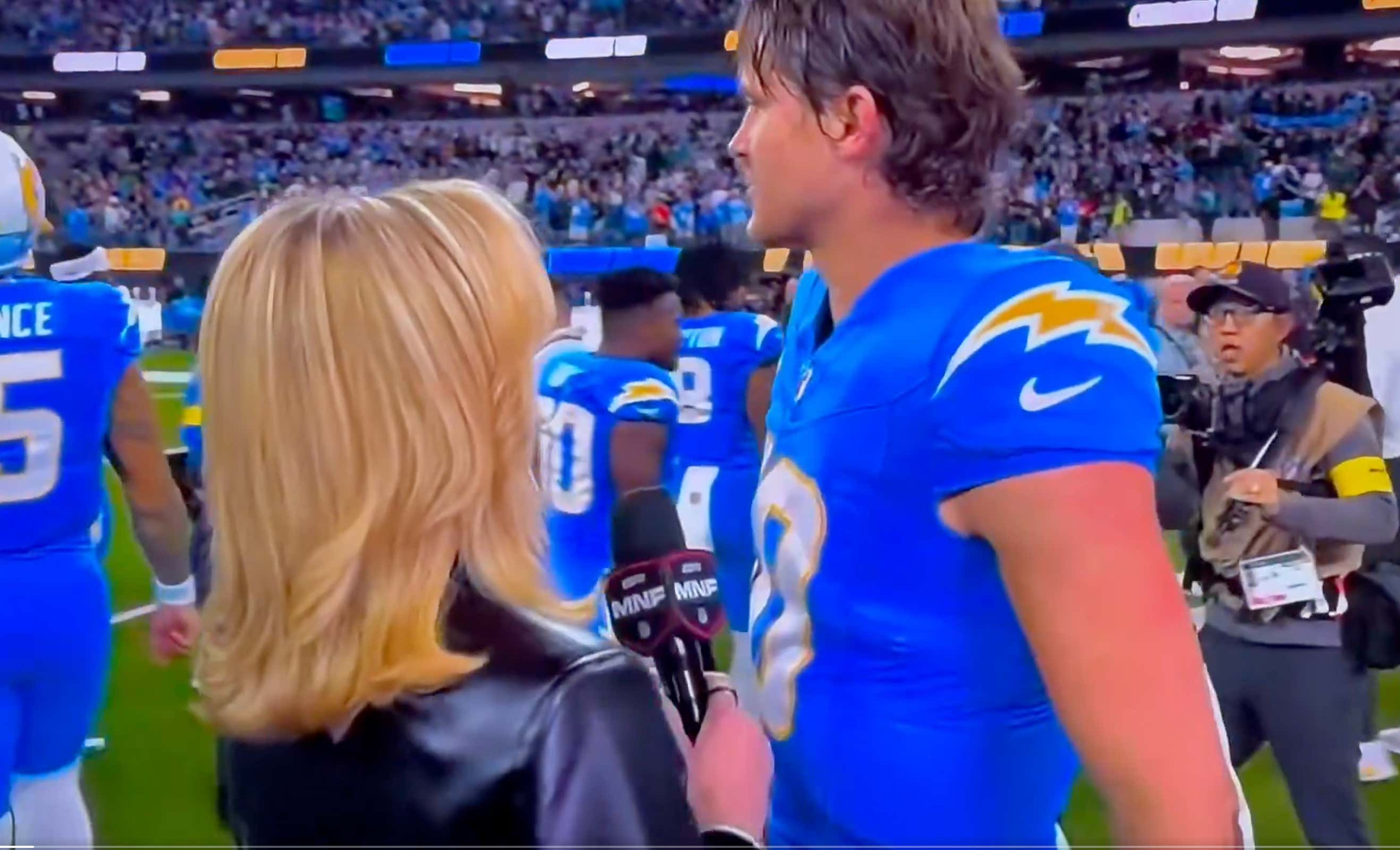 Journalists Online Are Big Mad About Justin Herbert Being "Extremely Rude" To Laura Rutledge Who Had To Interview Him After The Chargers Win
