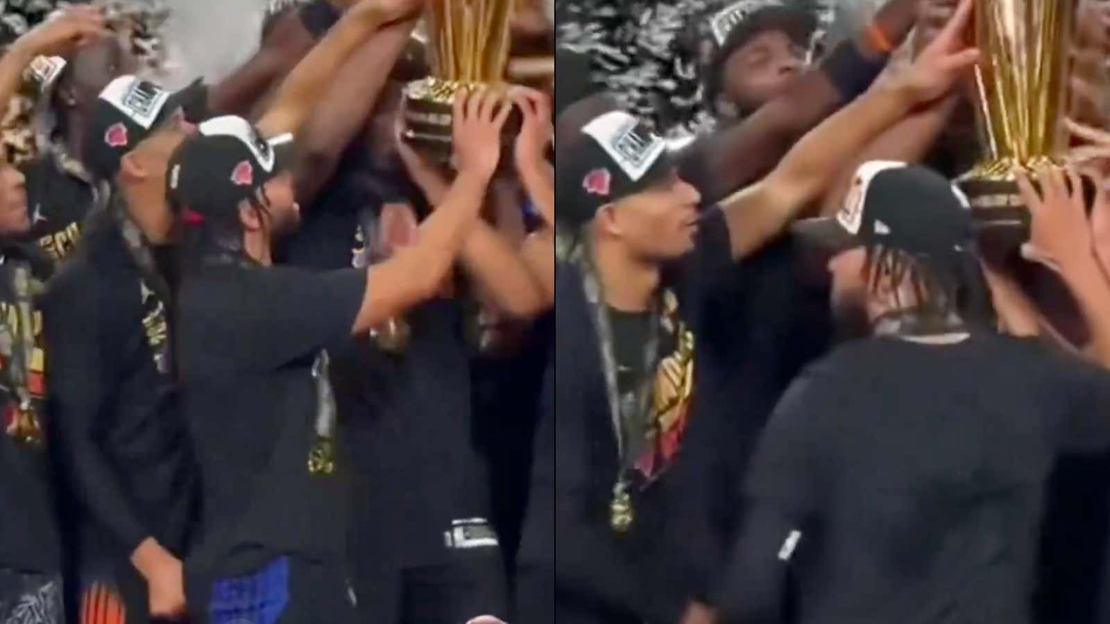 Team Chemistry Has Never Been Higher - Josh Hart Celebrated The Prestigious NBA Cup Championship By Sticking His Thumb Up Jalen Brunson's Ass