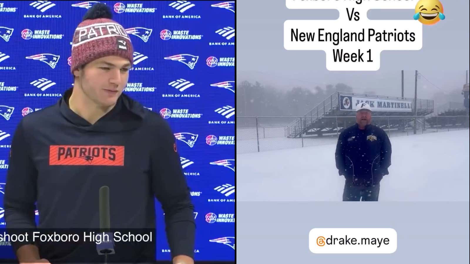 Drake Maye Pushed Back On The Narrative That The Patriots Have Had An Easy Schdule, Saying "It's Not Like We're Playing Foxboro High". And Now Foxboro High, and The Internet Are Trying To Make The Matchup Happen Next Season