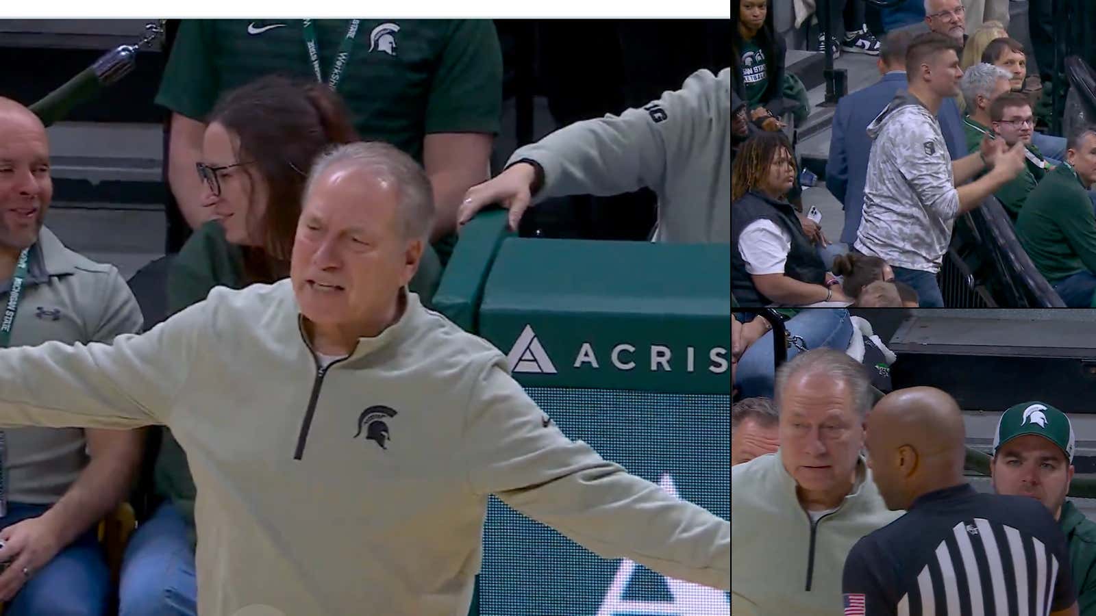 'What The Fuck Are You Doing?' - Wild Moment Last Night Where Refs Stopped The Michigan State Game So Tom Izzo Could Kick Former Player Paul Davis Out Of The Arena